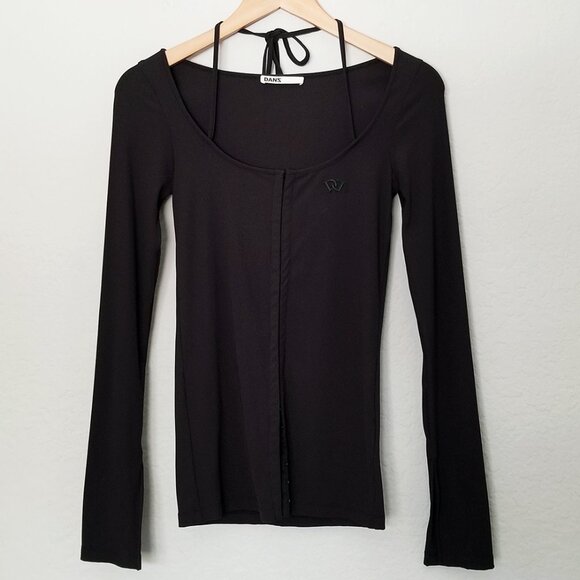 Danz New York FIR Hook & Eye Long Sleeve Top with Front Tie Slit Long Sleeves 38 - Picture 7 of 16